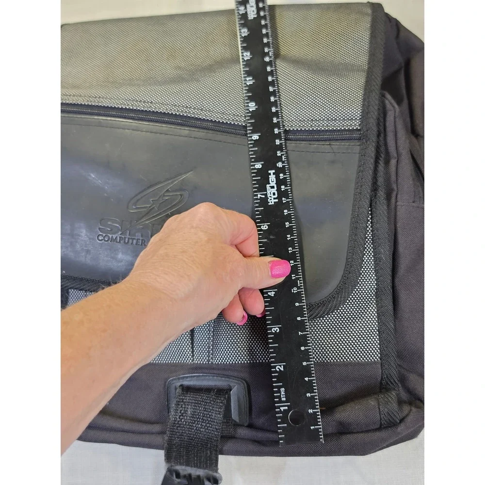 Leeds Sirius Computer Solutions Laptop Backpack Black Gray Canvas Tech Bag